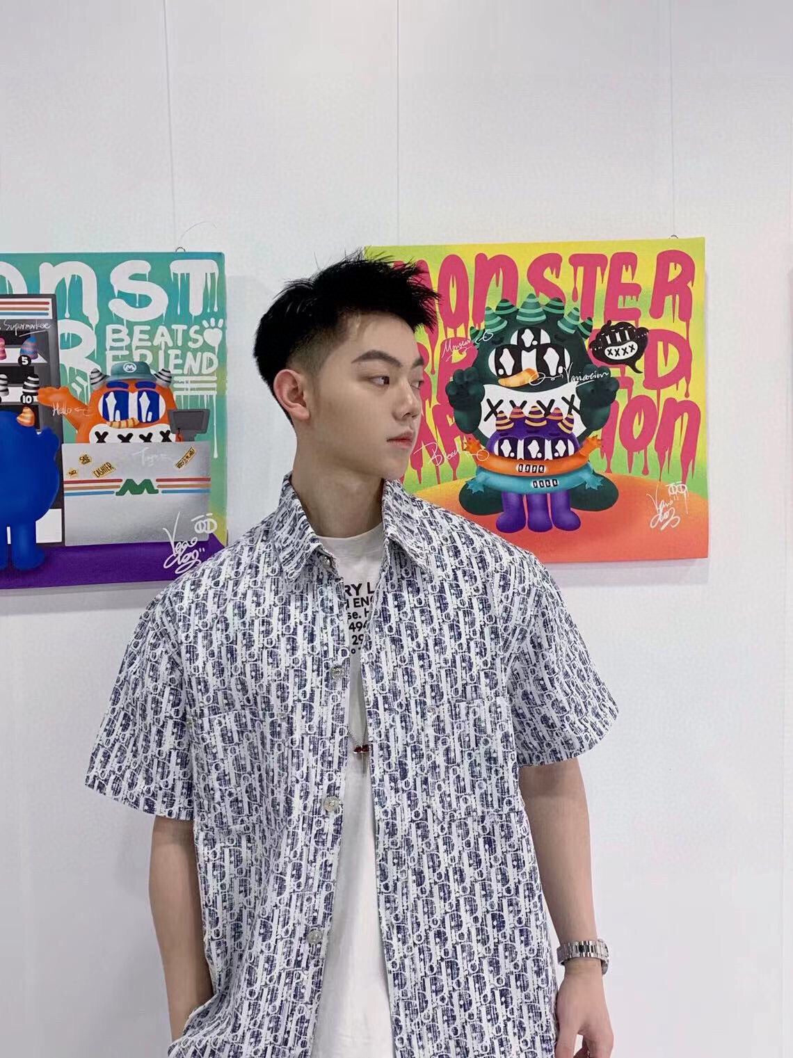 D*or monogram shirt (blue/white)