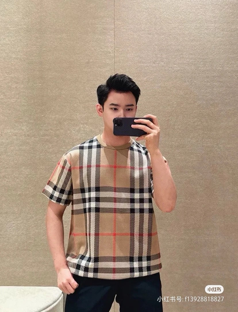 B**rry beige check t-shirt