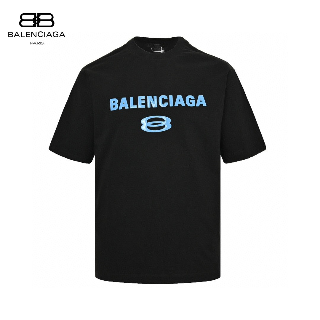 Ba*len*cia*ga blue logo t-shirt (black)