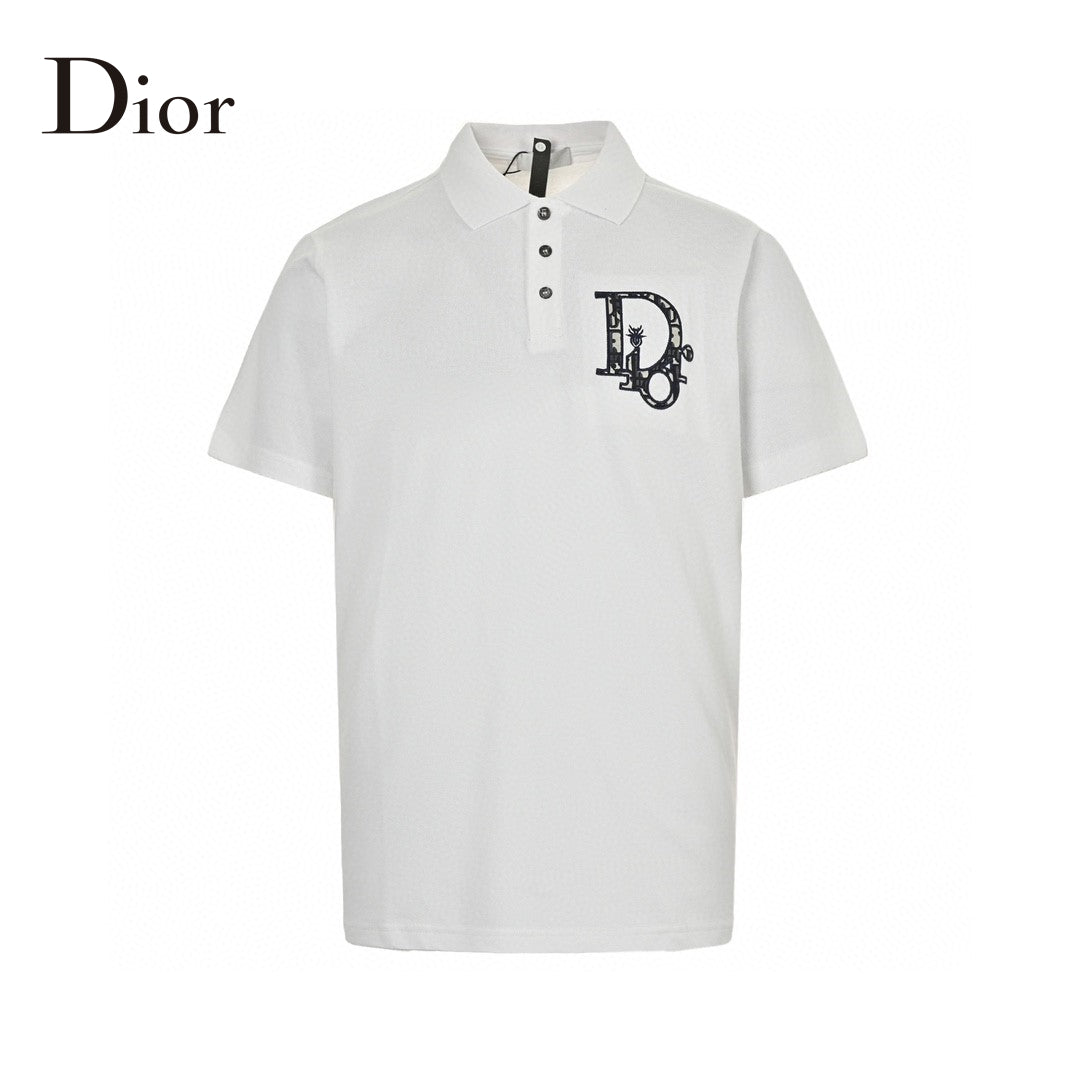 D*or oblique embroidered white polo shirt
