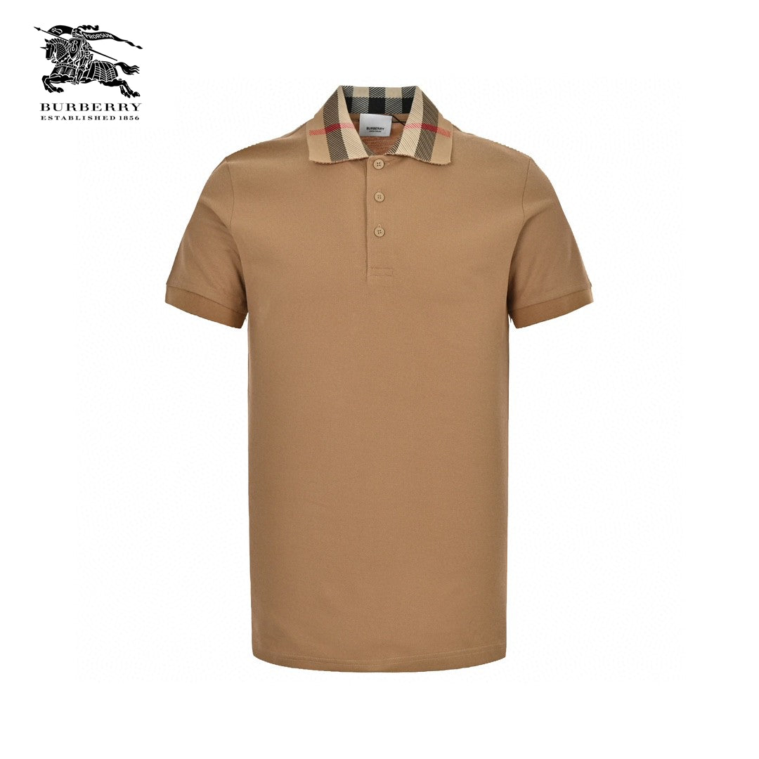 B**rry polo shirt with check collar (tan)