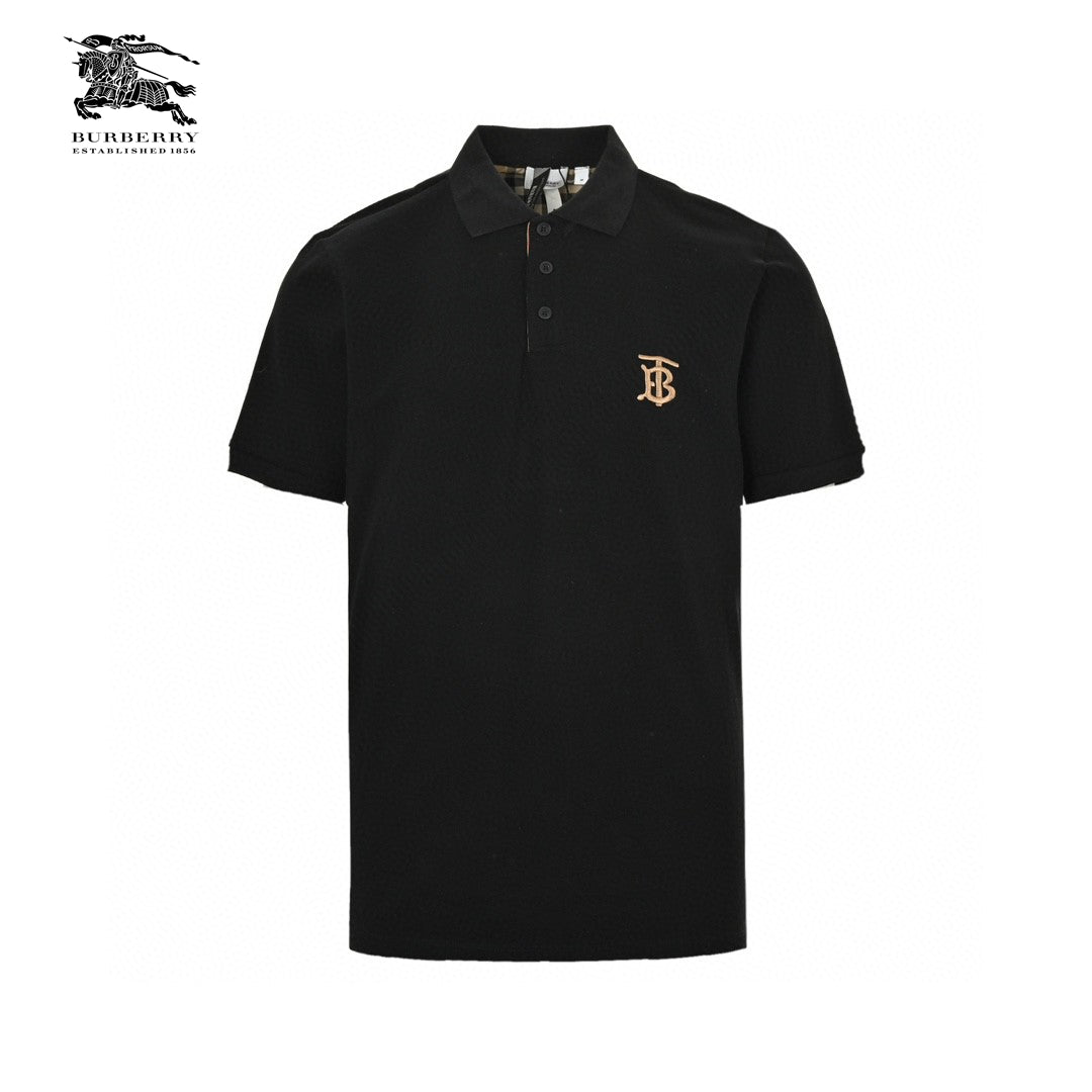 B**rry monogram logo black polo shirt