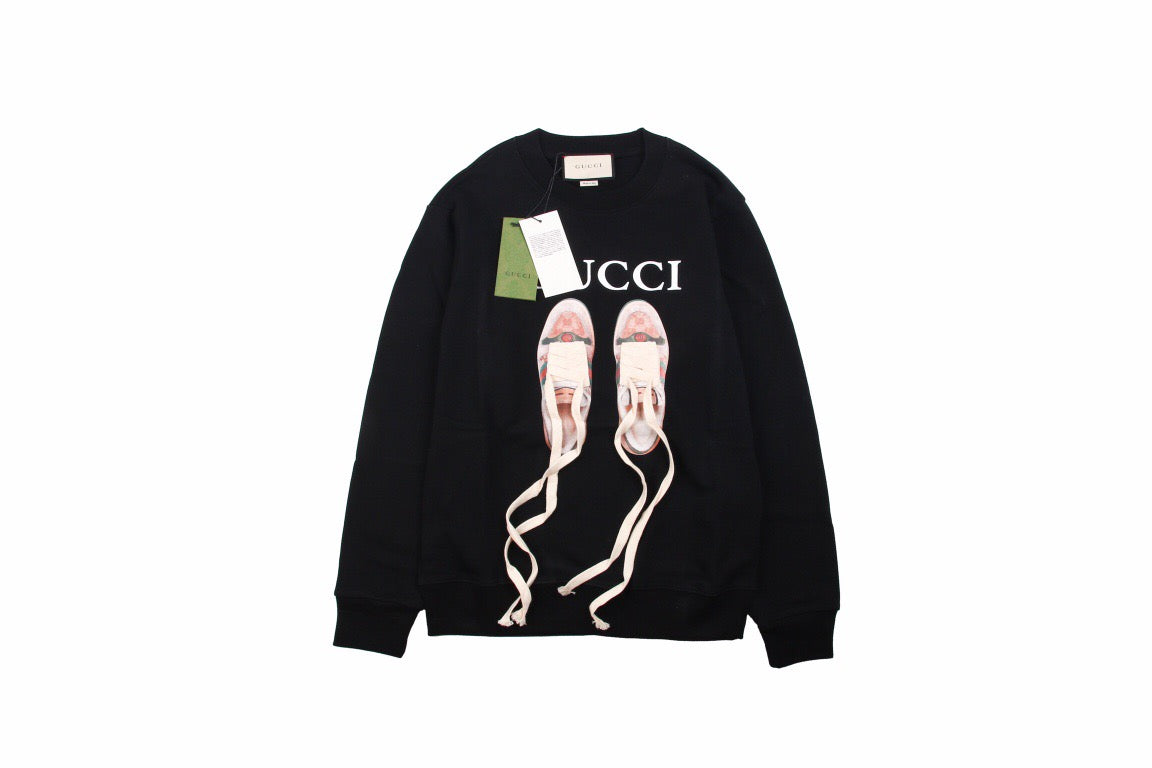 G*u*i black sweatshirt with ballet slippers print