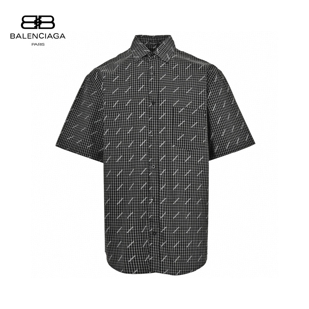Ba*len*cia*ga allover logo check shirt