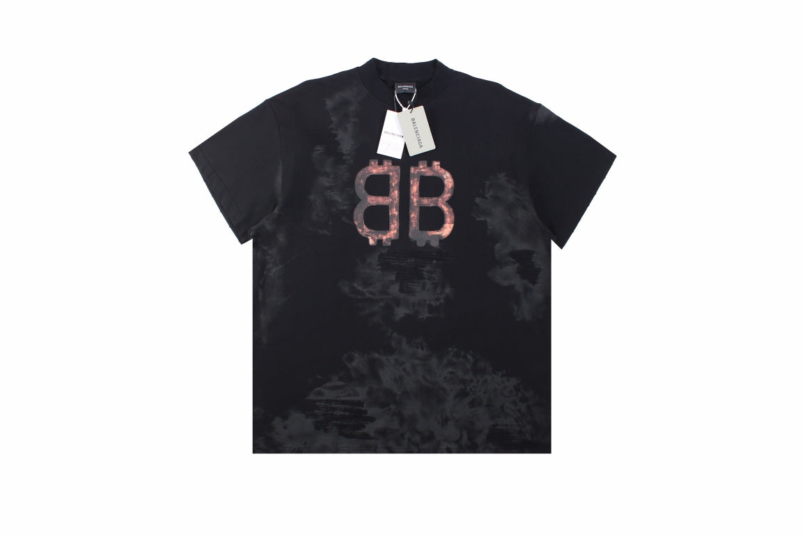 Ba*len*cia*ga distressed bb logo t-shirt