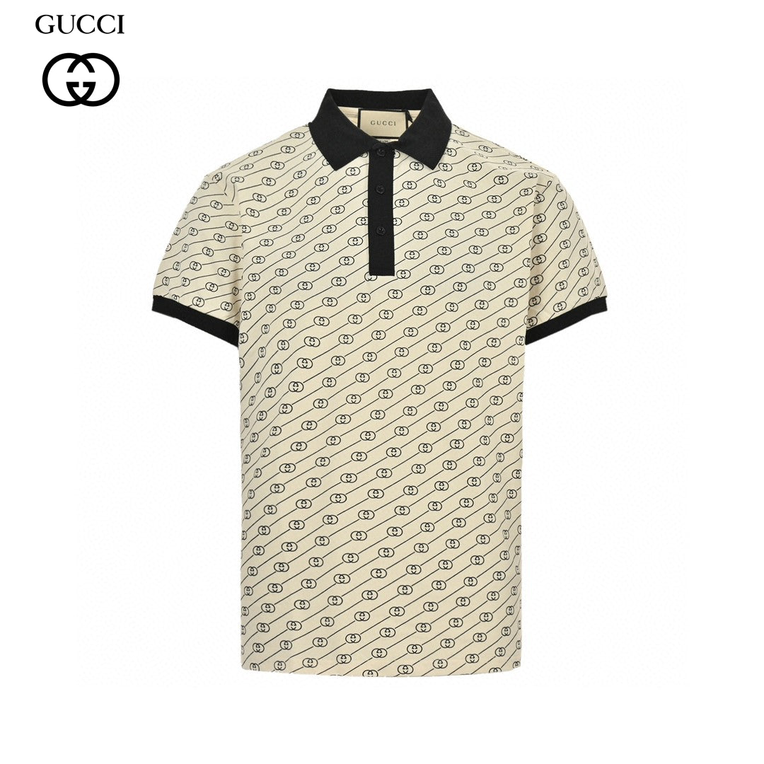 G*u*i beige gg pattern polo shirt