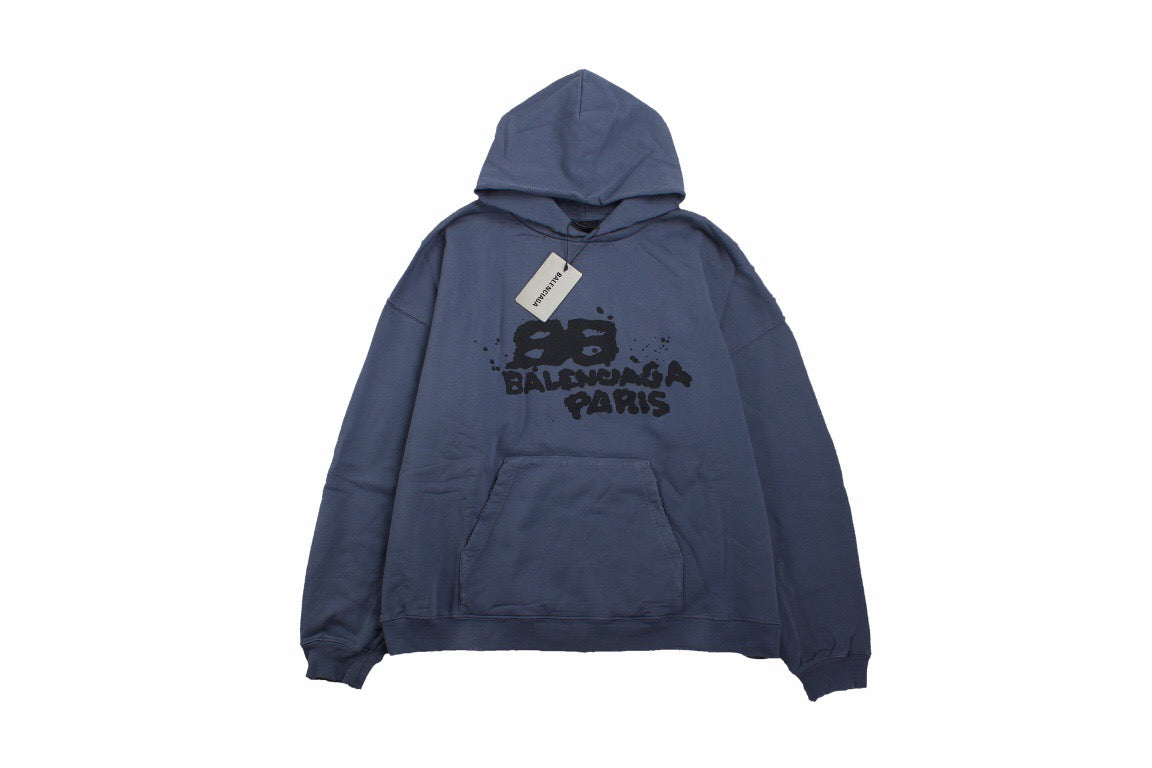 Ba*len*cia*ga paris graffiti hoodie - blue