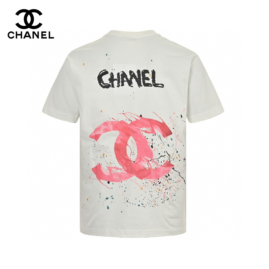 Ch*el pink splash logo t-shirt