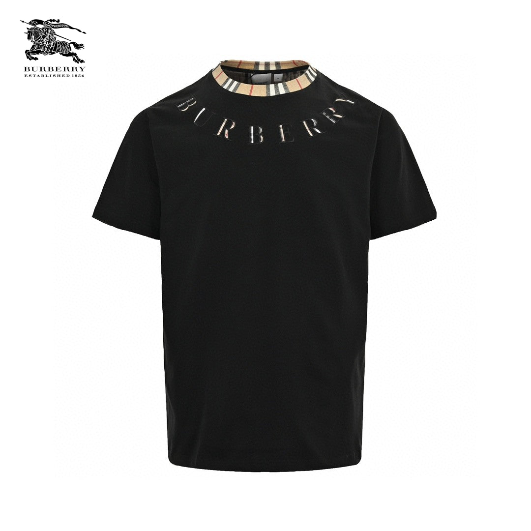 B**rry check collar black t-shirt