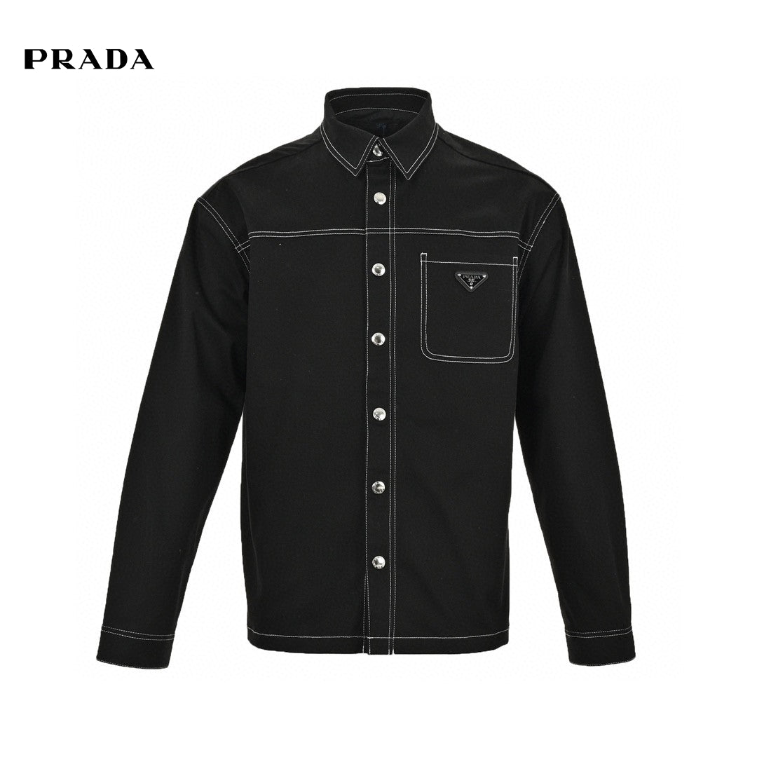 Pra*a black button-up shirt