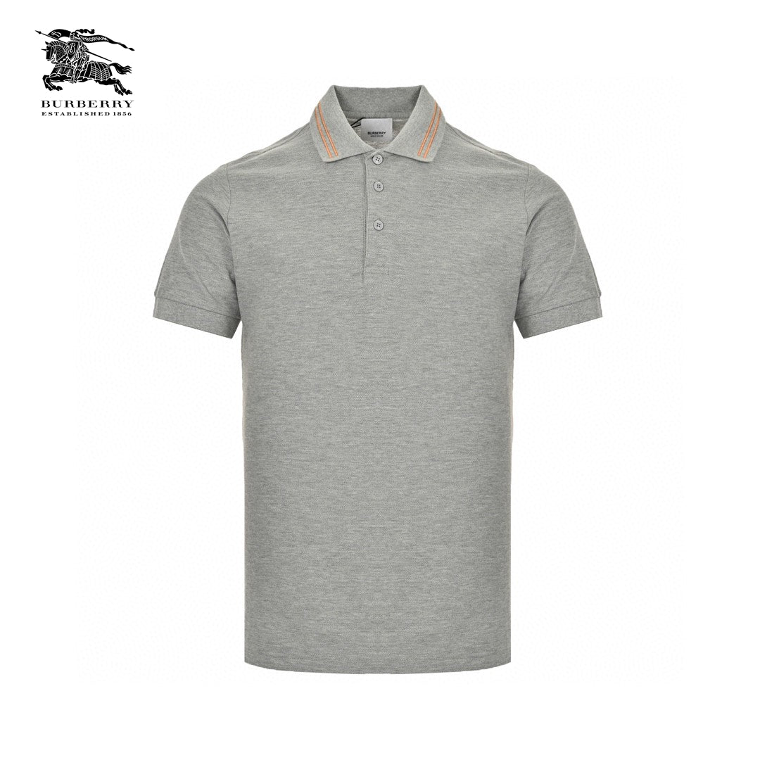 B**rry striped collar polo shirt in grey