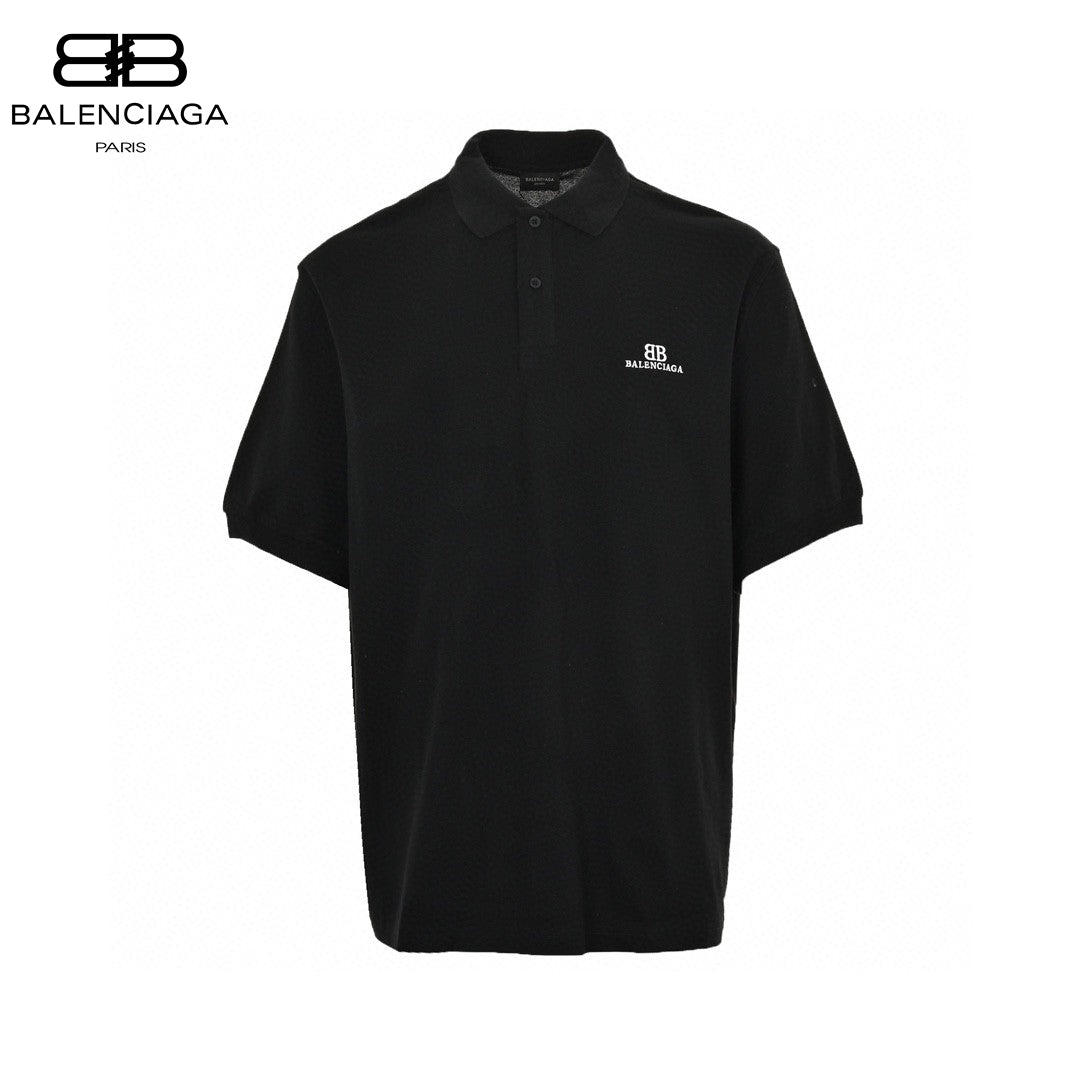 Ba*len*cia*ga bb logo black polo shirt