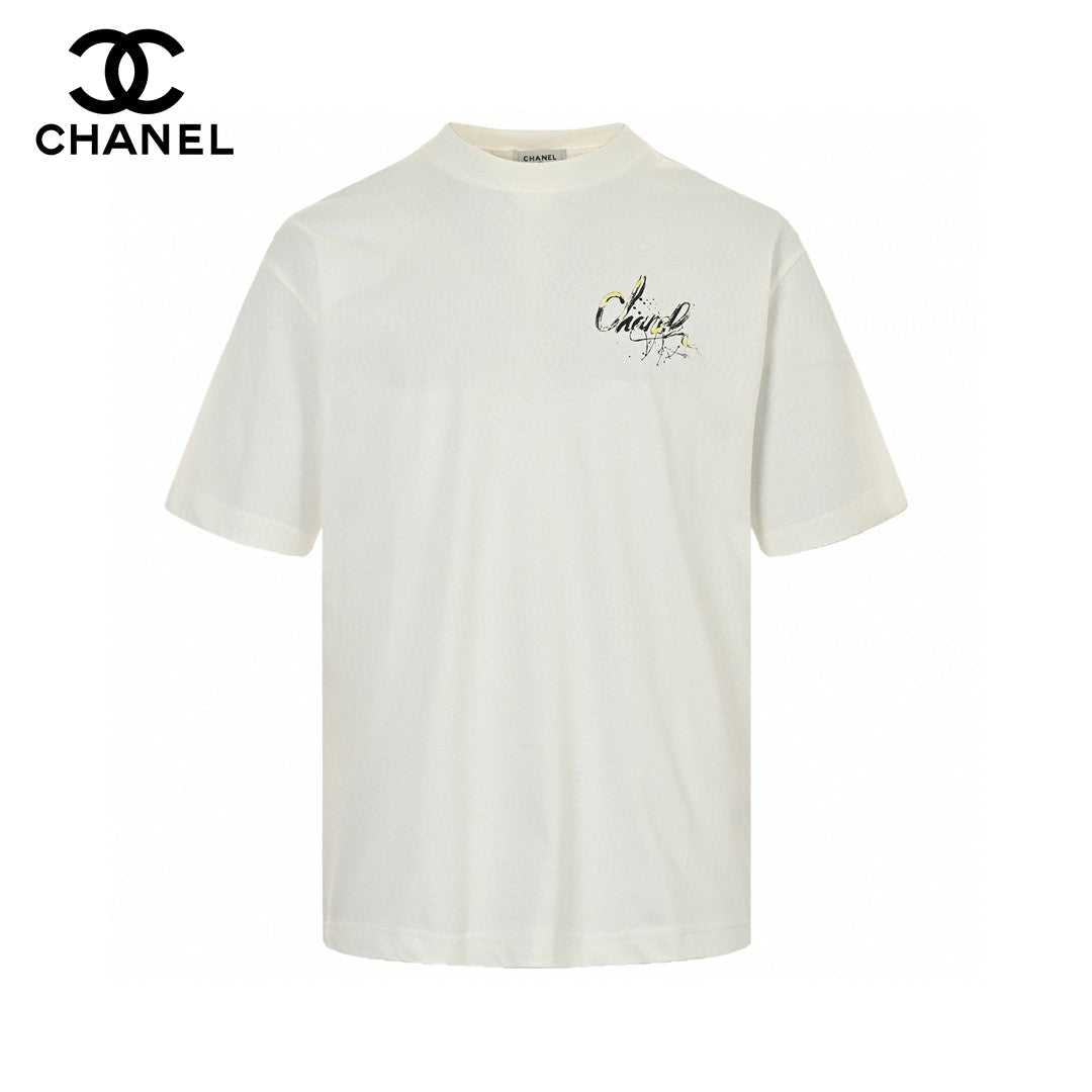 Ch*el signature logo white t-shirt