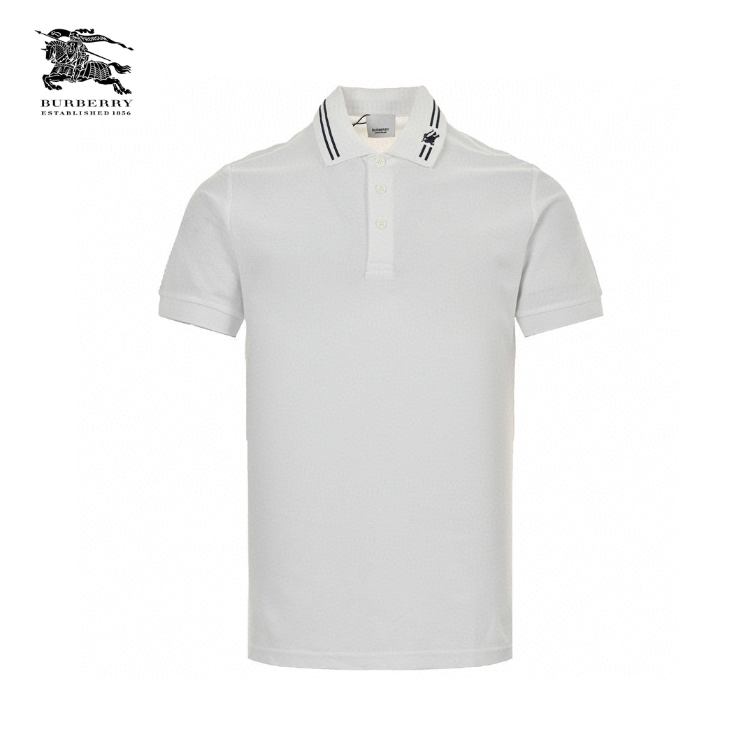 B**rry striped collar polo shirt in white