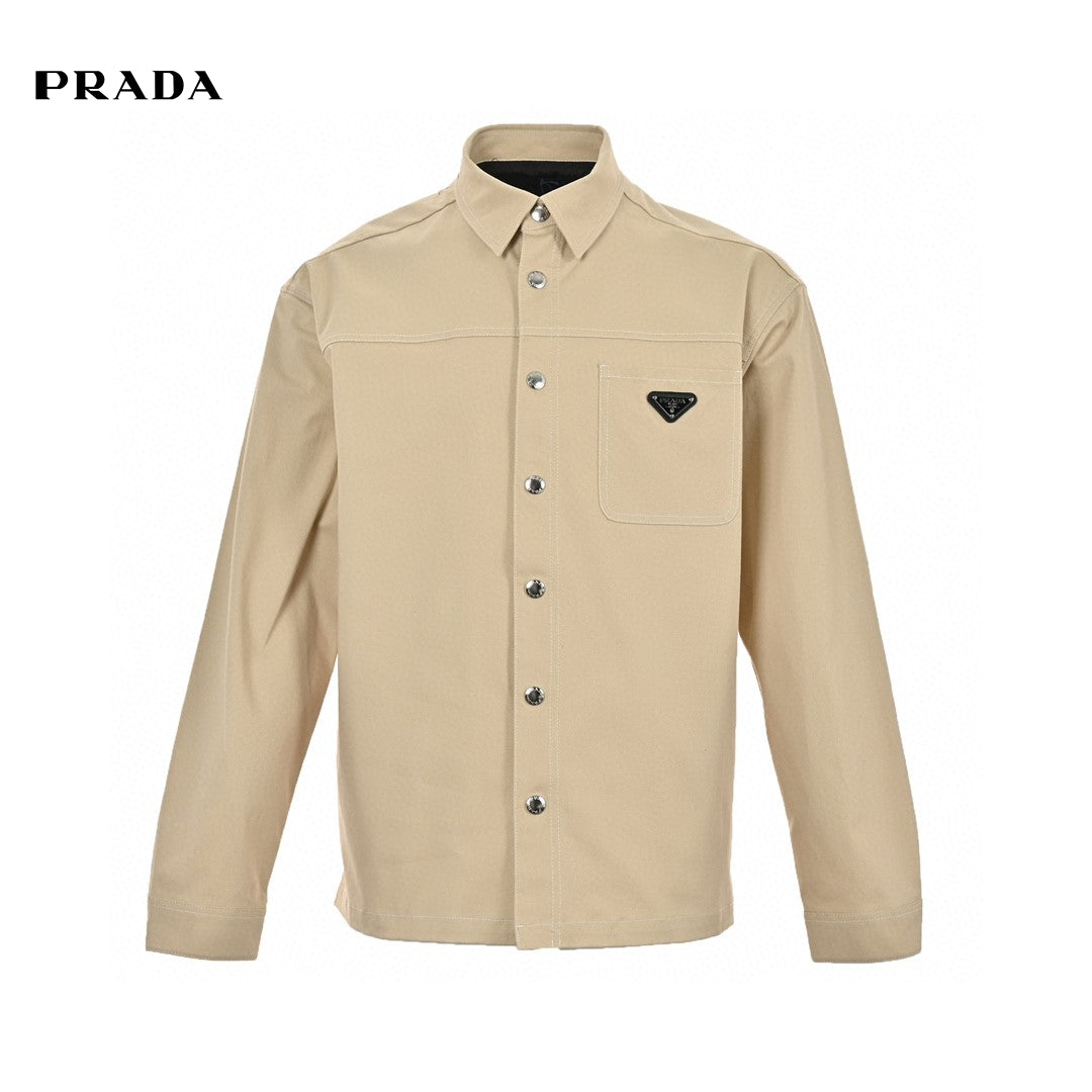 Pra*a beige button-up shirt