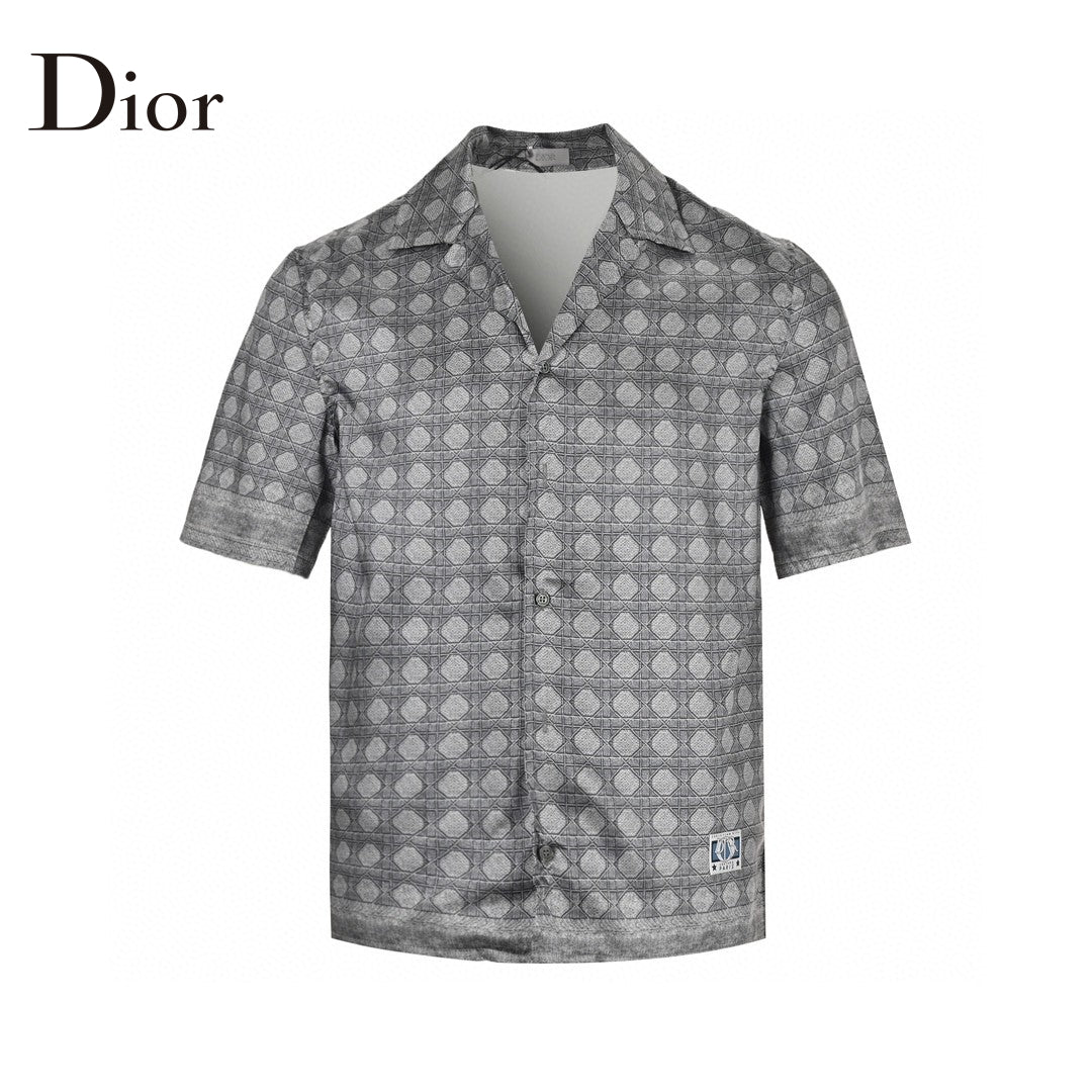 D*or geometric pattern short sleeve shirt in gray