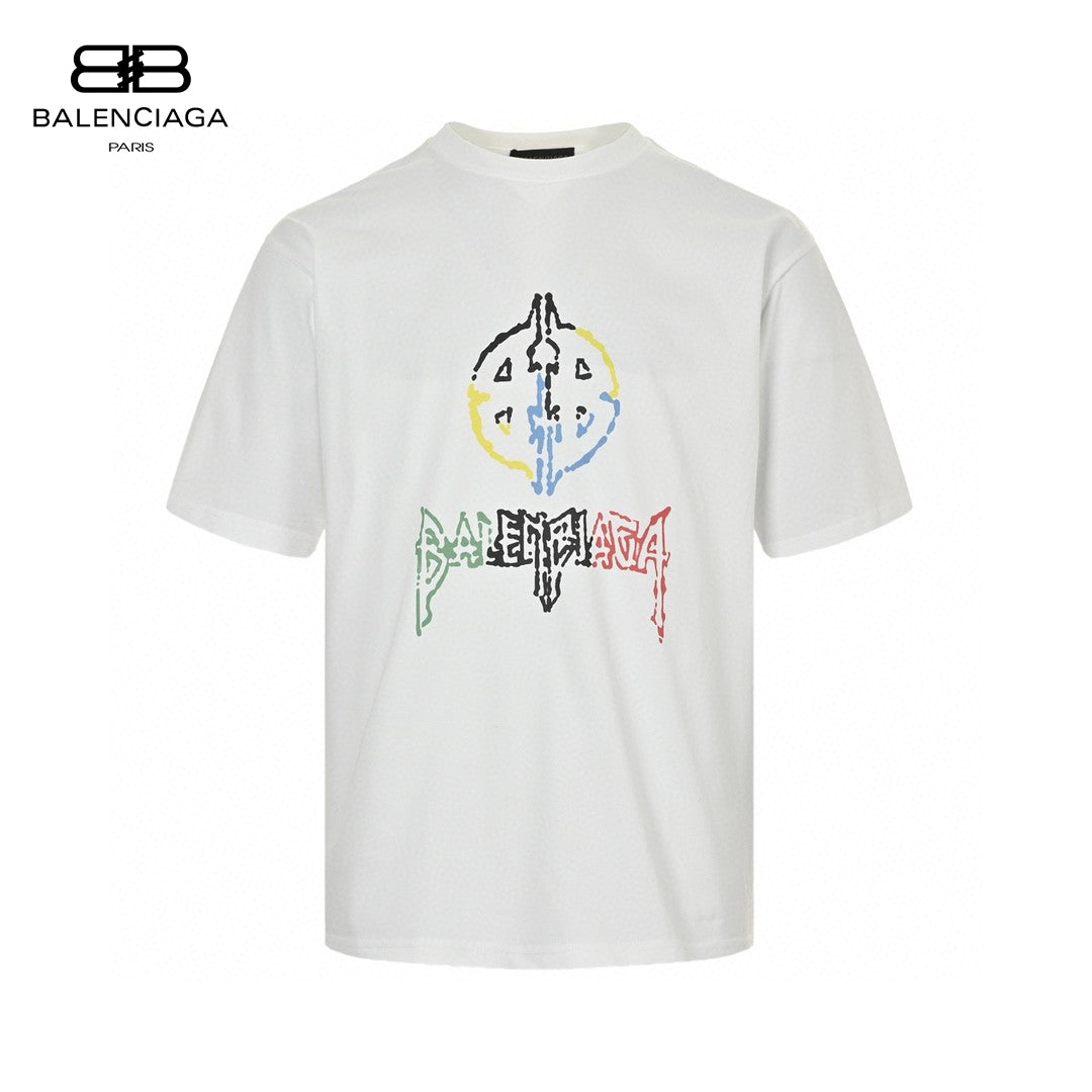 Ba*len*cia*ga multicolor graphic logo t-shirt
