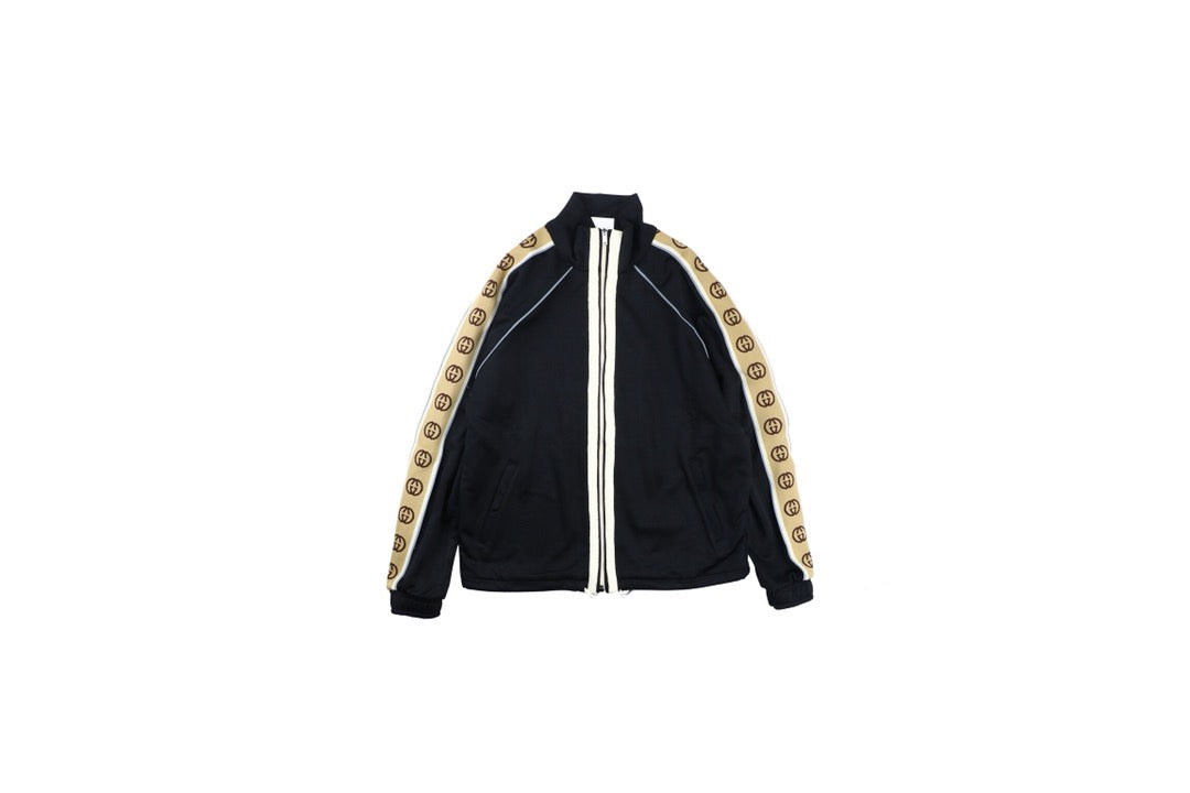 G*u*i gg logo stripe track jacket - black