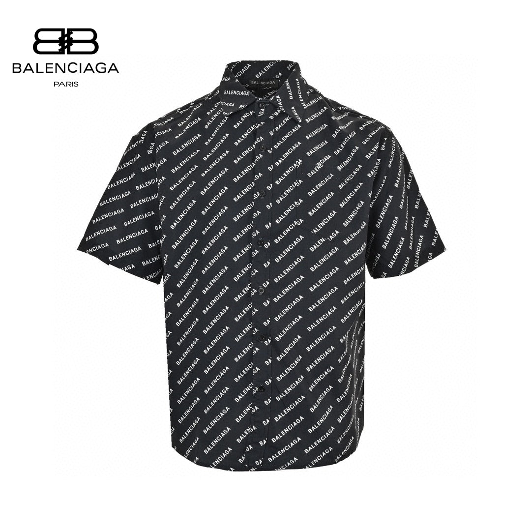 Ba*len*cia*ga all-over logo print shirt (black)