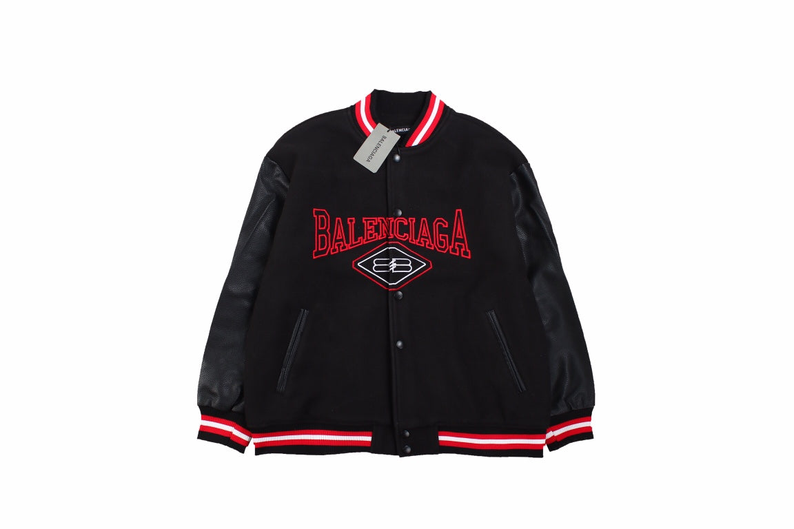 Ba*len*cia*ga black varsity jacket