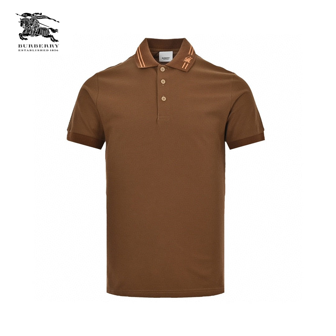B**rry striped collar polo shirt in brown