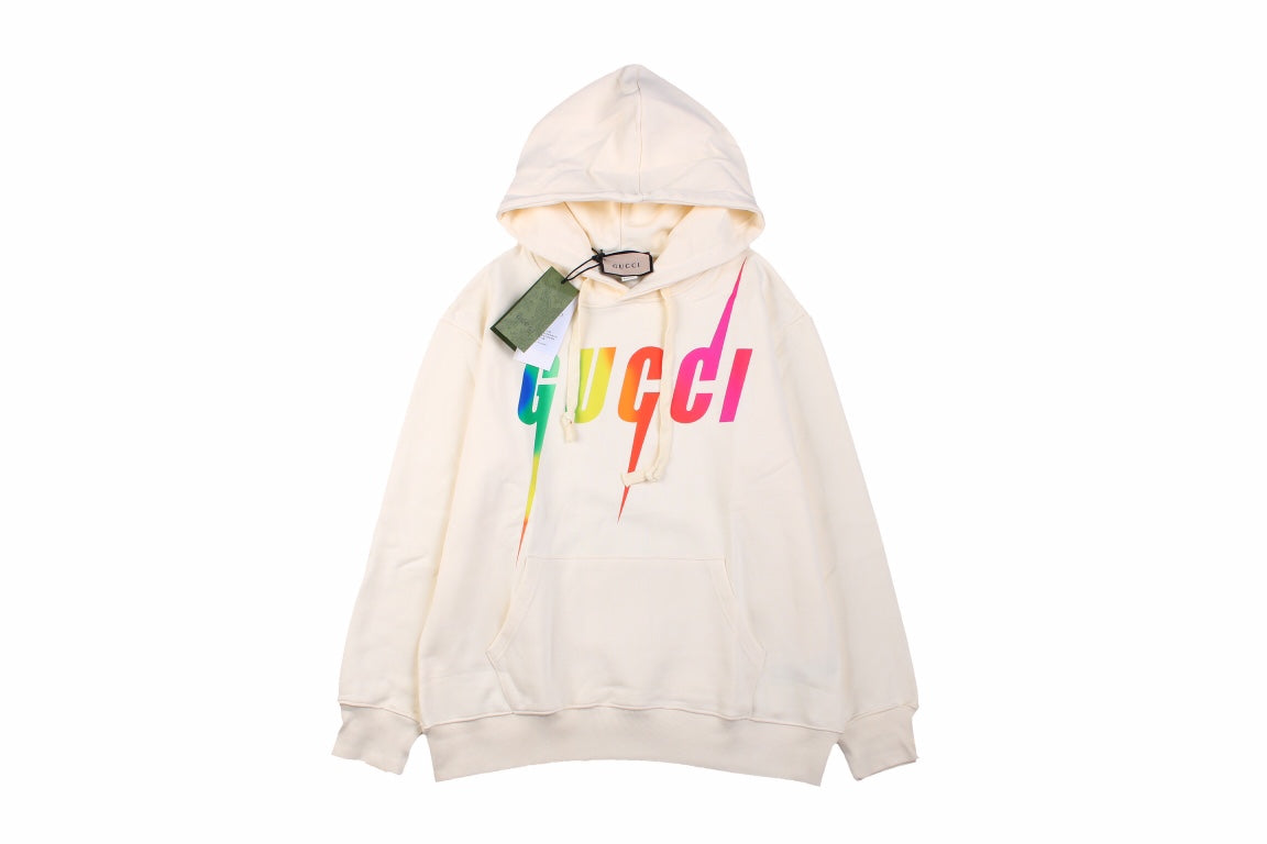 G*u*i rainbow logo hoodie - cream