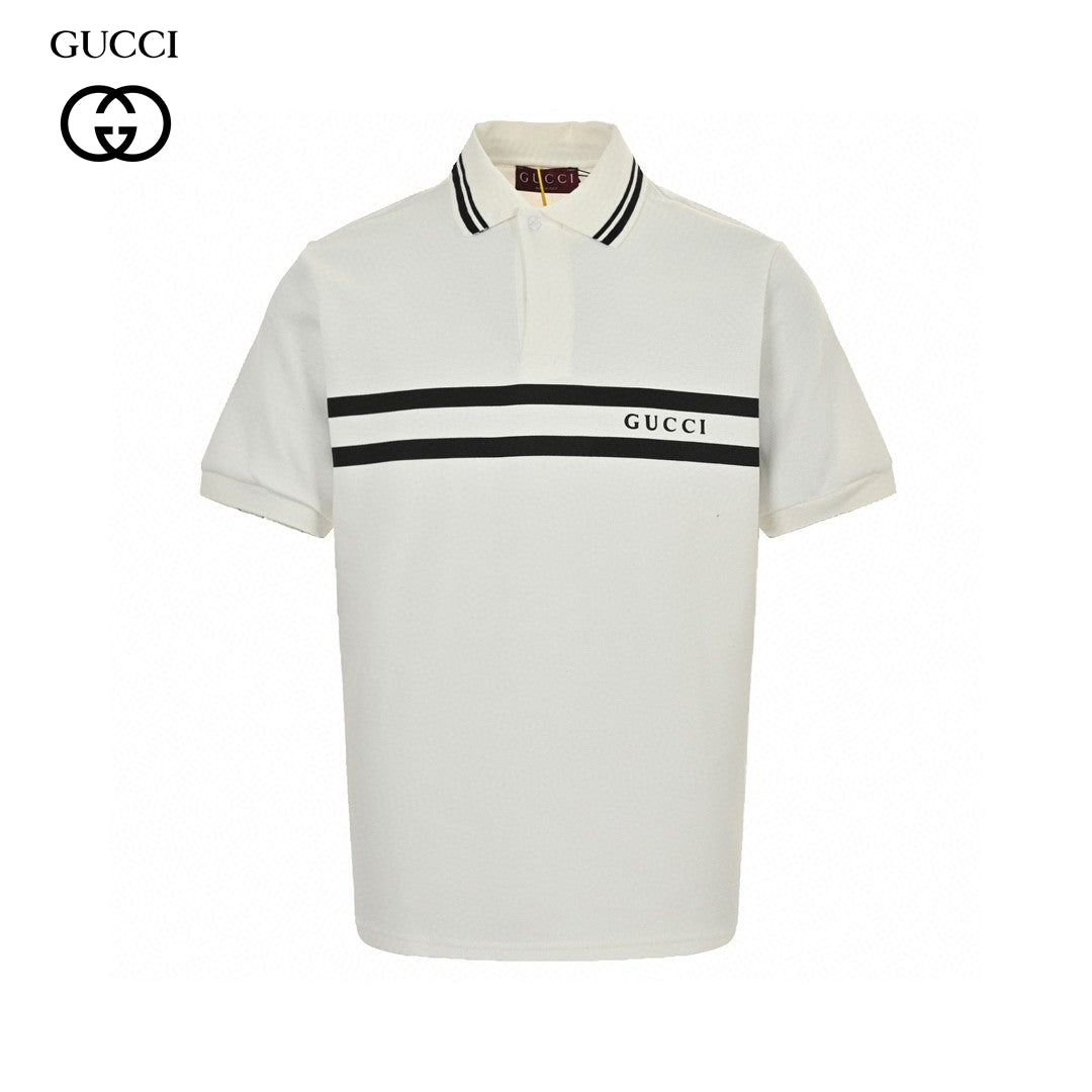 G*u*i striped logo polo shirt (white)