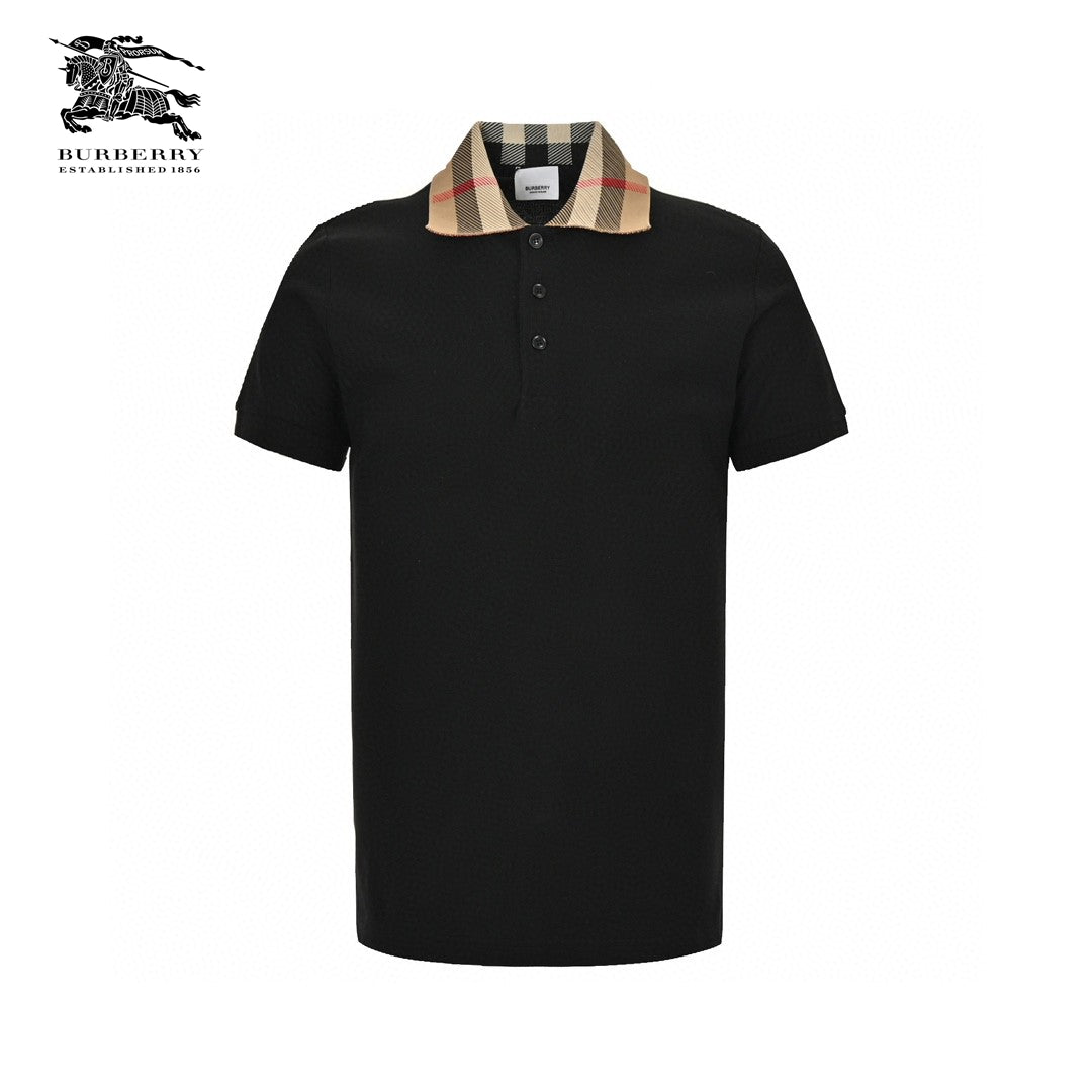 B**rry polo shirt with check collar (black)