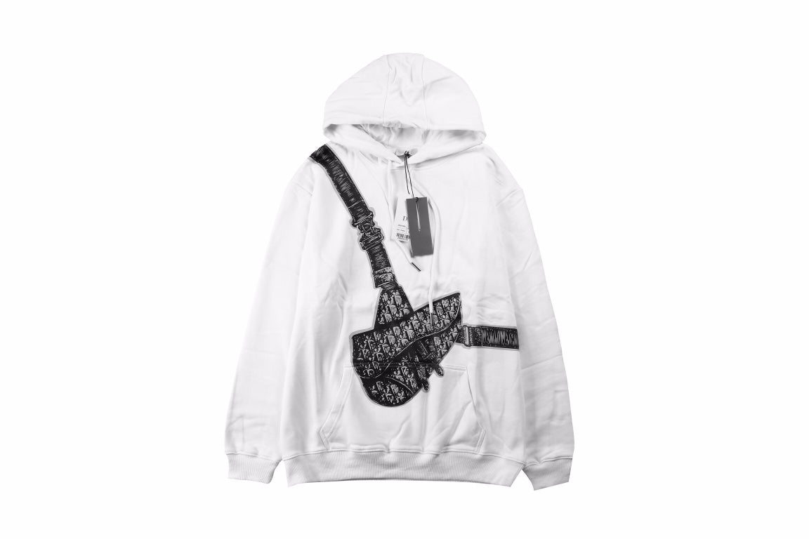 D*or white hoodie with bag design