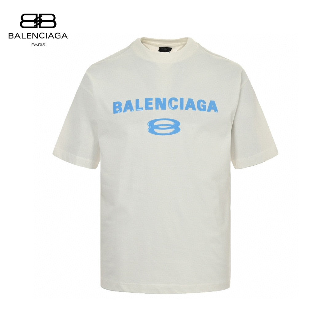 Ba*len*cia*ga blue logo t-shirt (white)