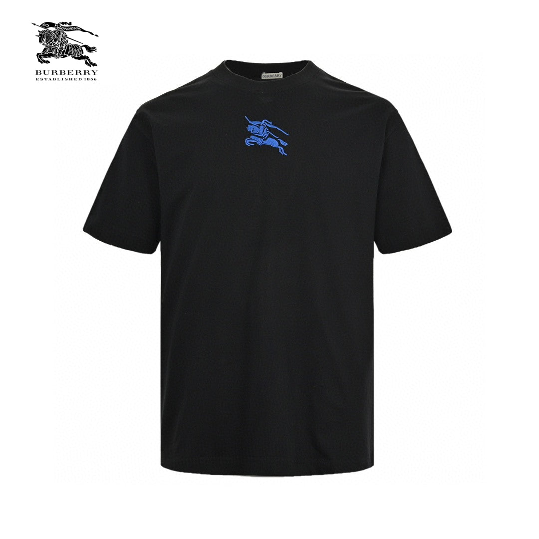 B**rry black t-shirt with blue equestrian knight logo