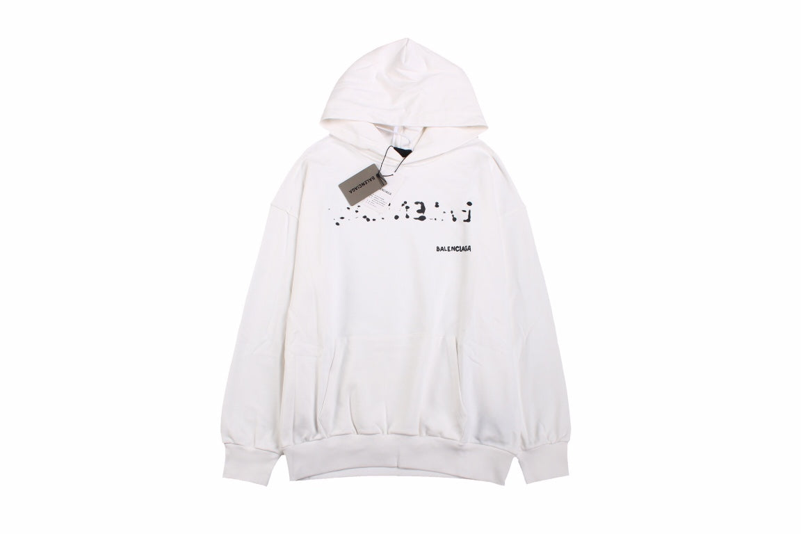 Ba*len*cia*ga white logo hoodie