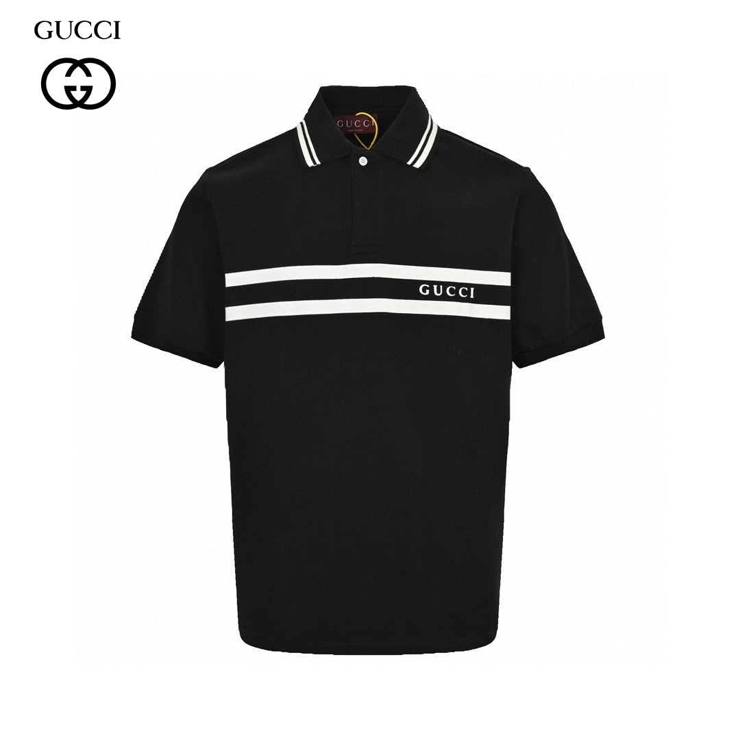 G*u*i striped logo polo shirt (black)