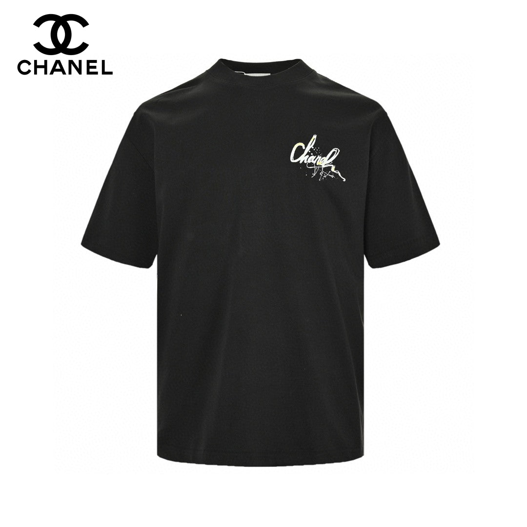 Ch*el signature logo black t-shirt