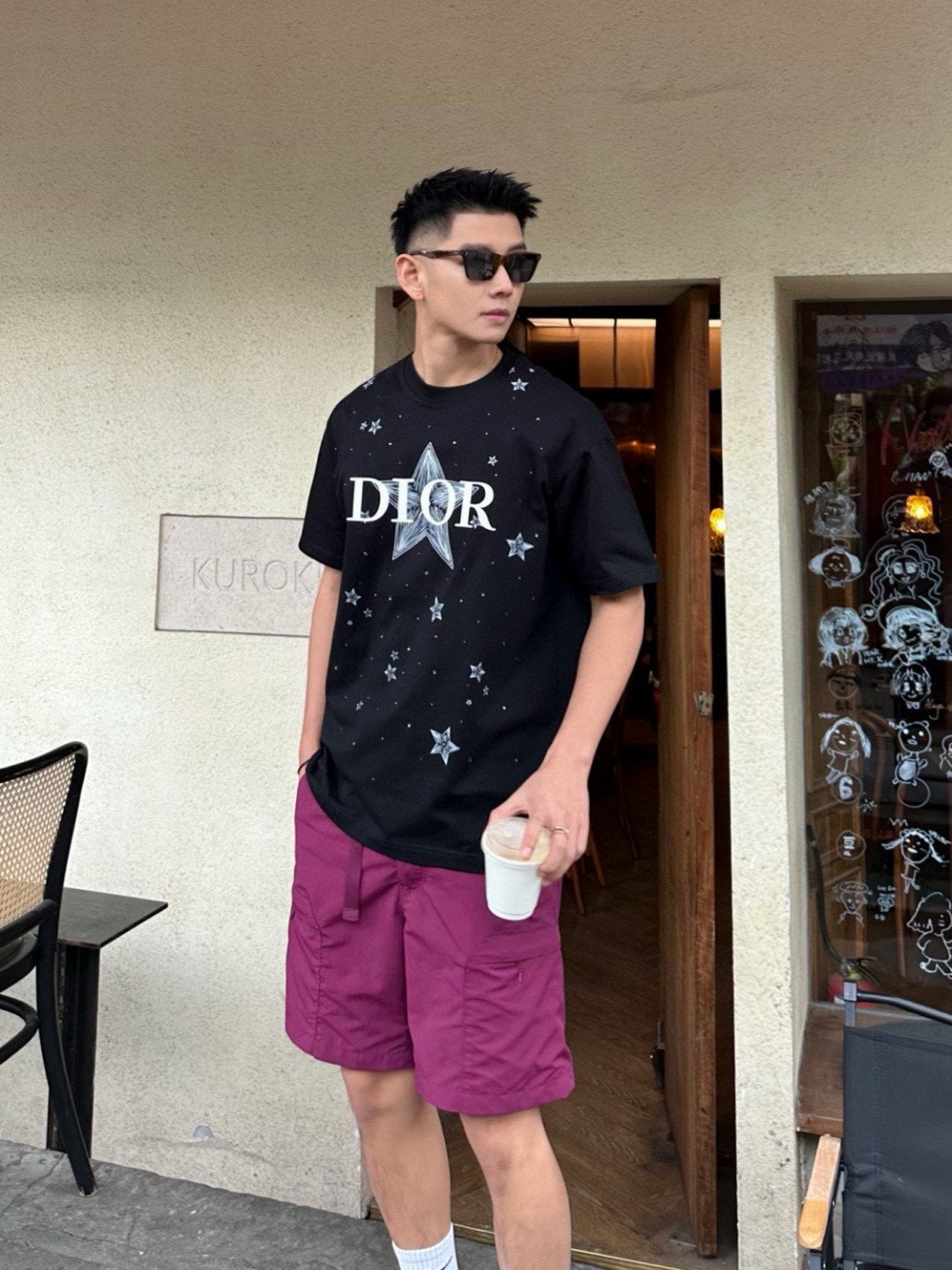 D*or star graphic black t-shirt