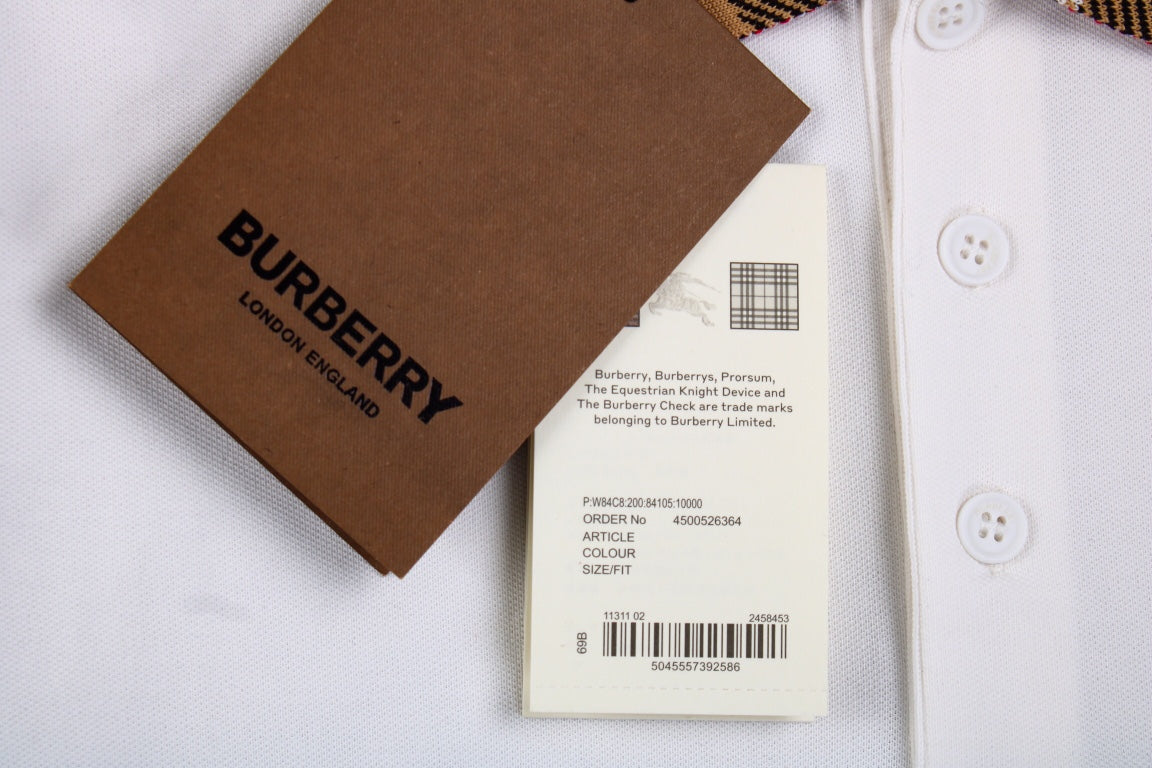 B**rry check collar polo - white