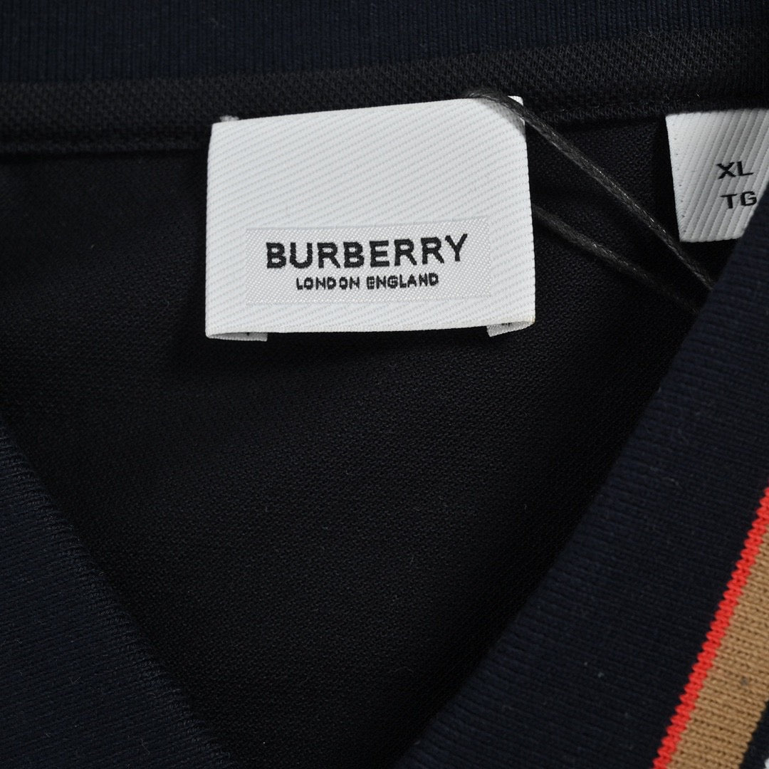 B**rry striped collar black polo shirt