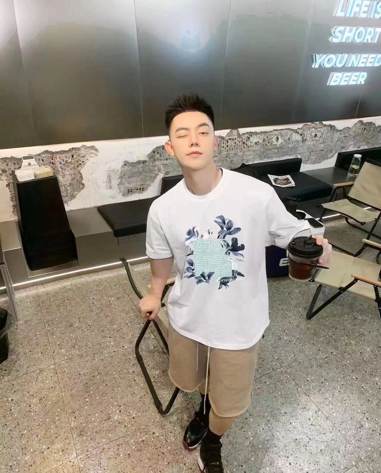 D*or t-shirt with floral graphic design