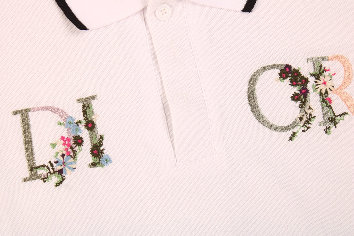 D*or polo shirt with floral logo design