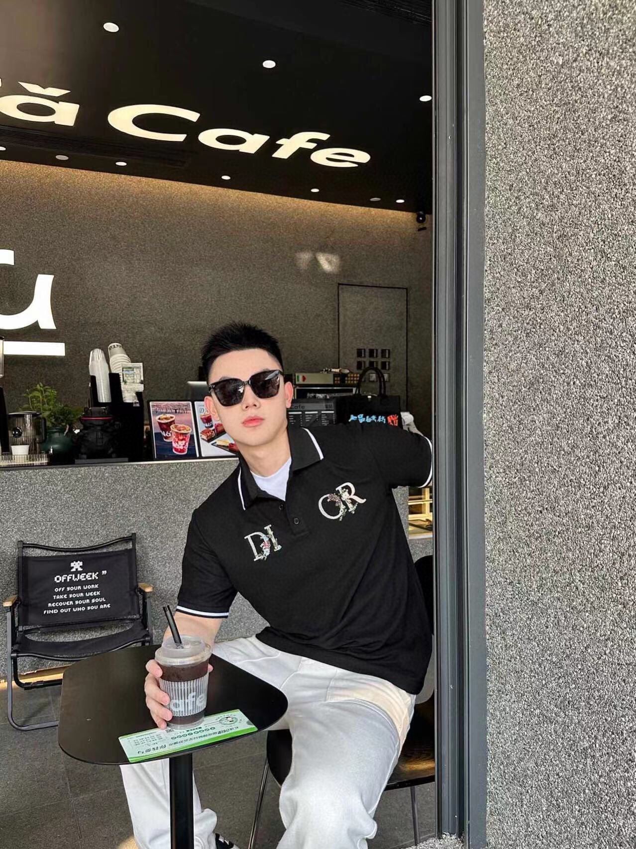D*or polo shirt with floral logo design