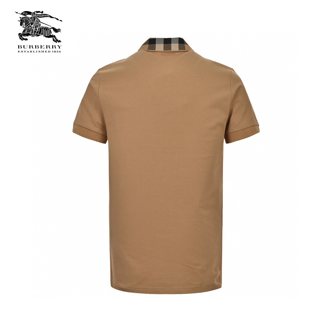 B**rry polo shirt with check collar (tan)