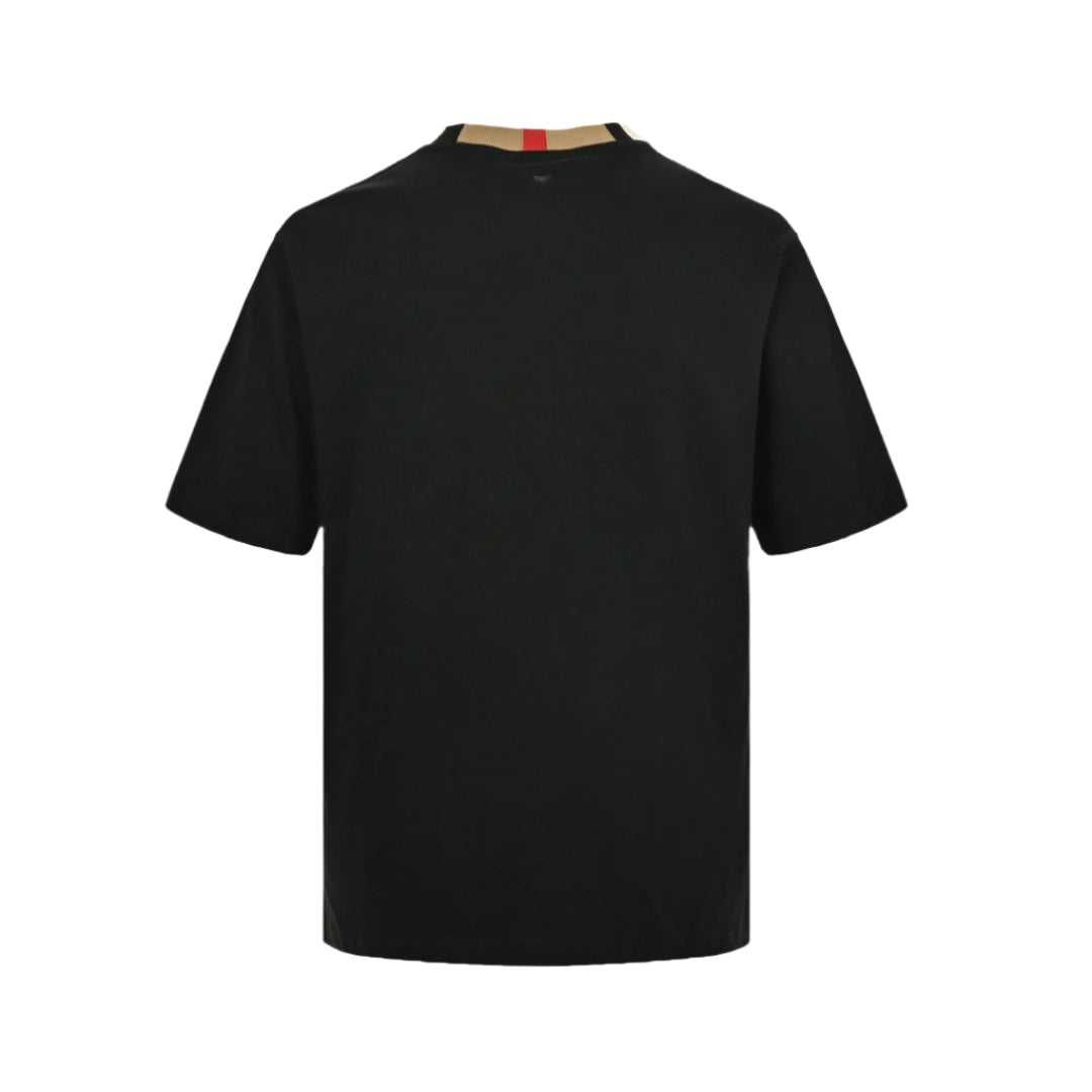 B**rry check collar t-shirt in black