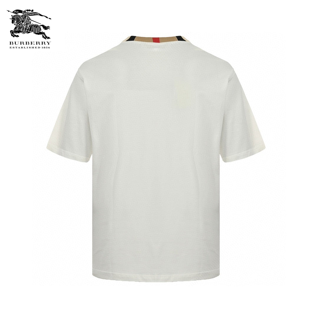 B**rry check collar t-shirt in white