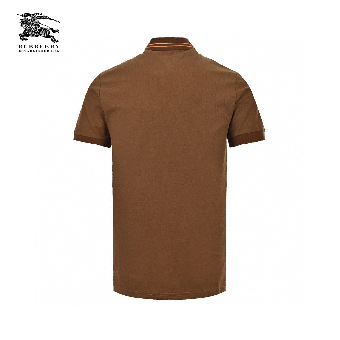 B**rry striped collar polo shirt in brown
