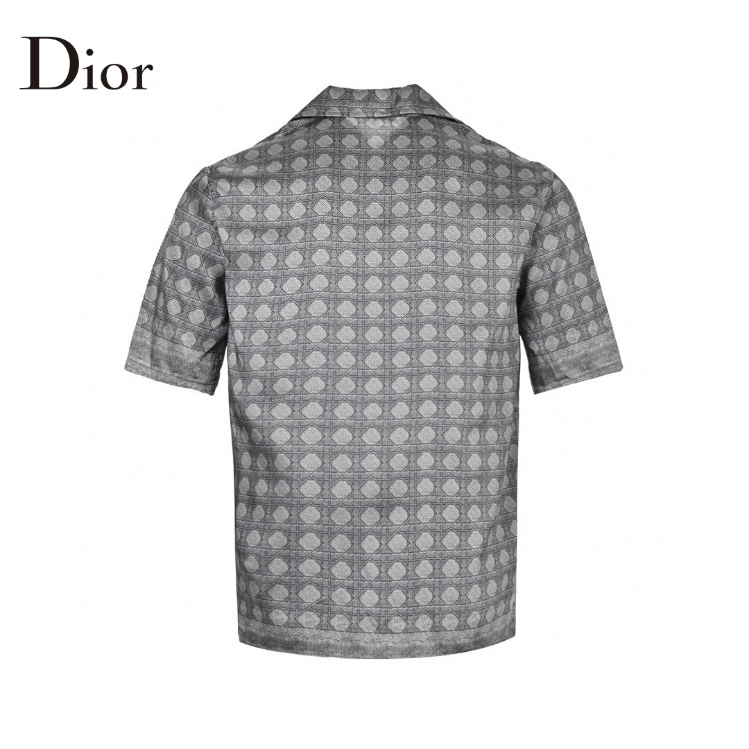 D*or geometric pattern short sleeve shirt in gray