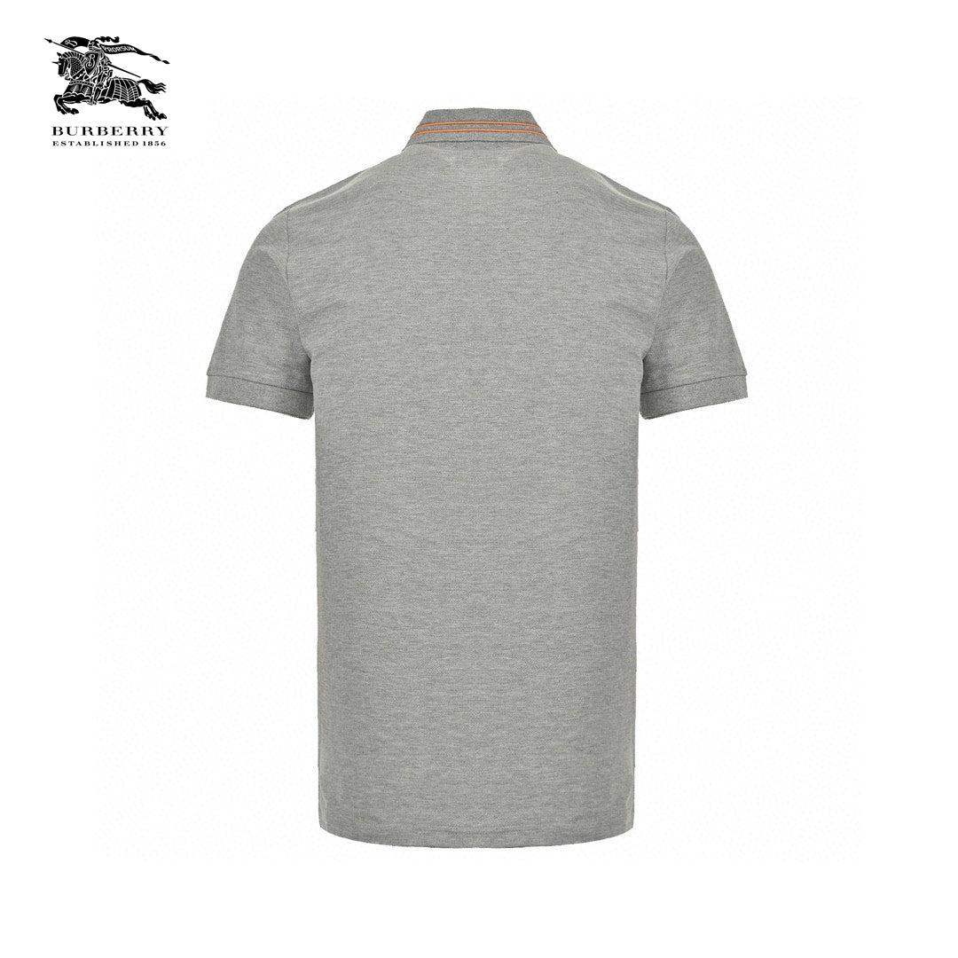 B**rry striped collar polo shirt in grey