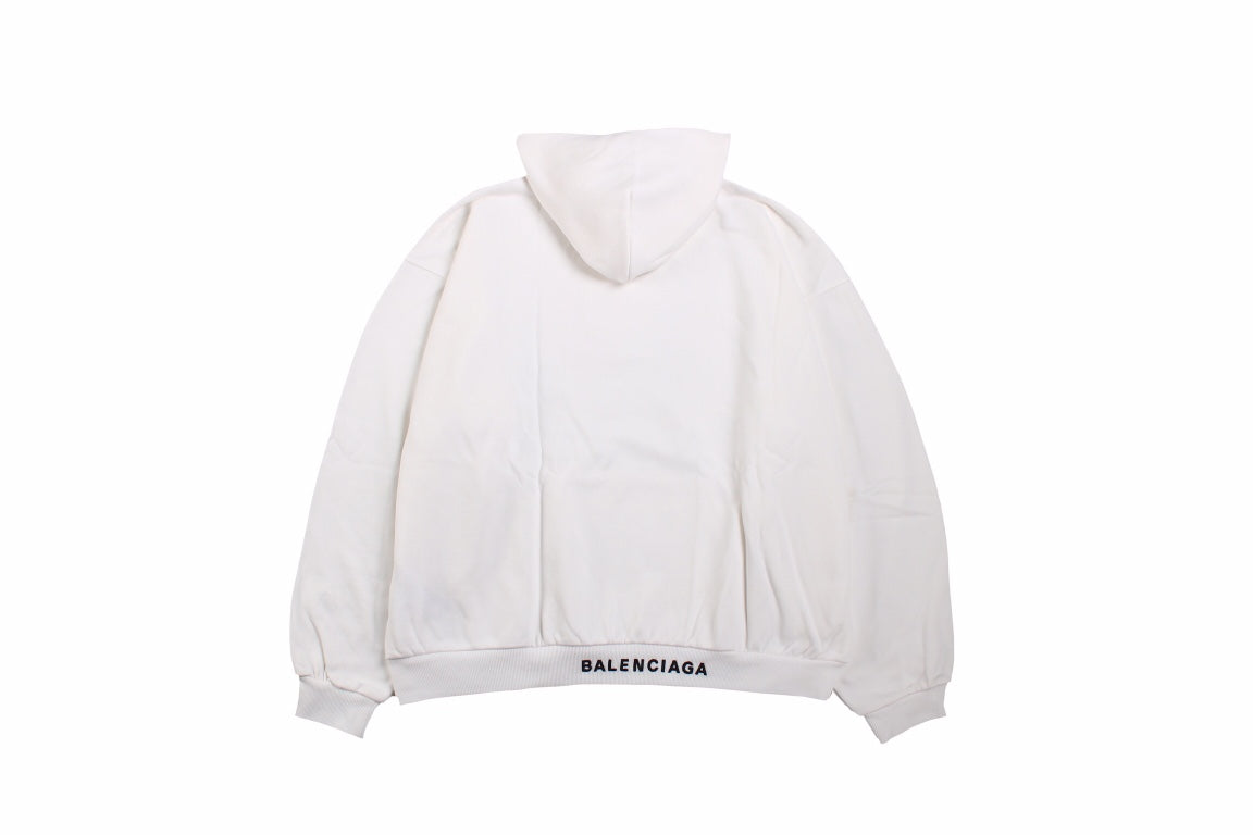 Ba*len*cia*ga white hoodie with "i love" graphic