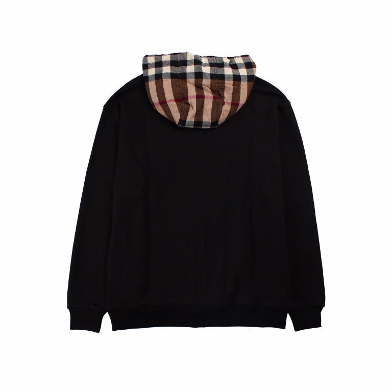 B**rry check-lined hoodie - black