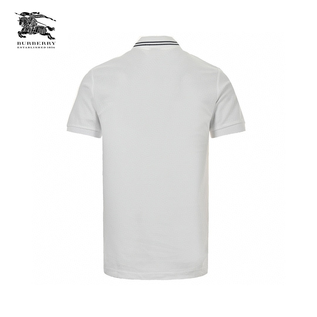 B**rry striped collar polo shirt in white