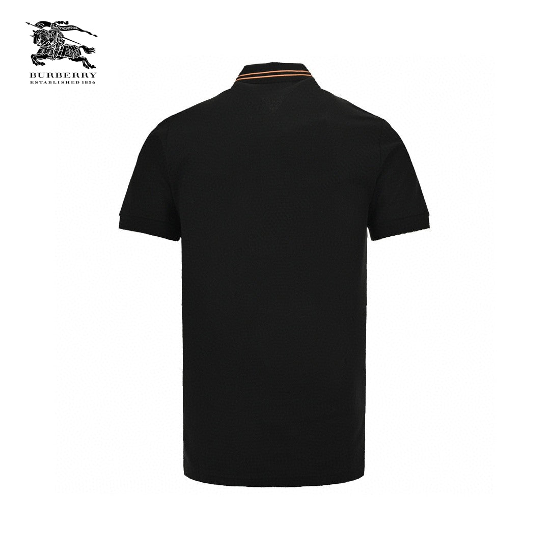 B**rry striped collar polo shirt in black